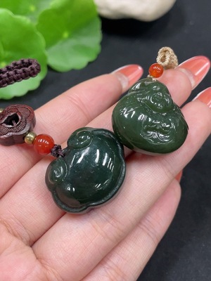 H34062737 Hetian Jade Pendant - Buddha + Ruyi