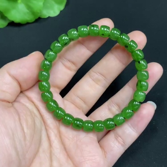 H34985301 Hetian Jade Jasper Bracelet Approx. 6.7mm Total Weight About 16.2g