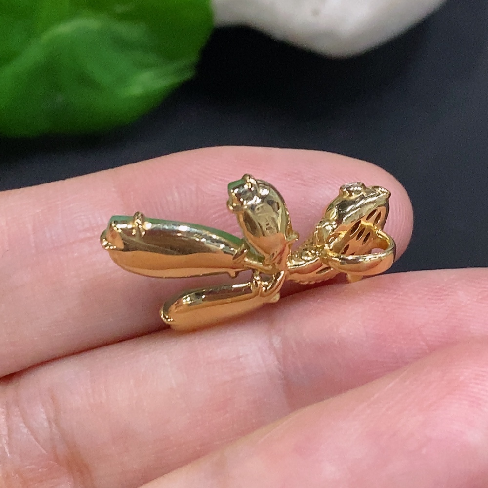 F33905953 Jadeite inlaid pendant 18K gold total weight about 2.9 grams