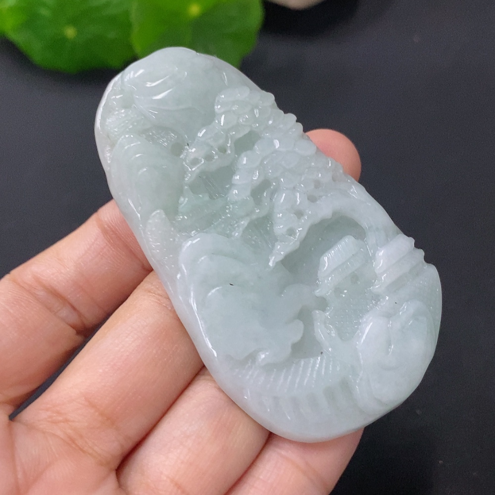 F31593593 Jadeite Pendant Landscape Plaque Total Weight Approx. 33g