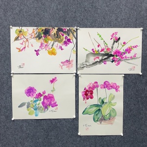 W43118003 卜野《花卉系列组画》纸面水彩 无装裱 单张约53*38cm