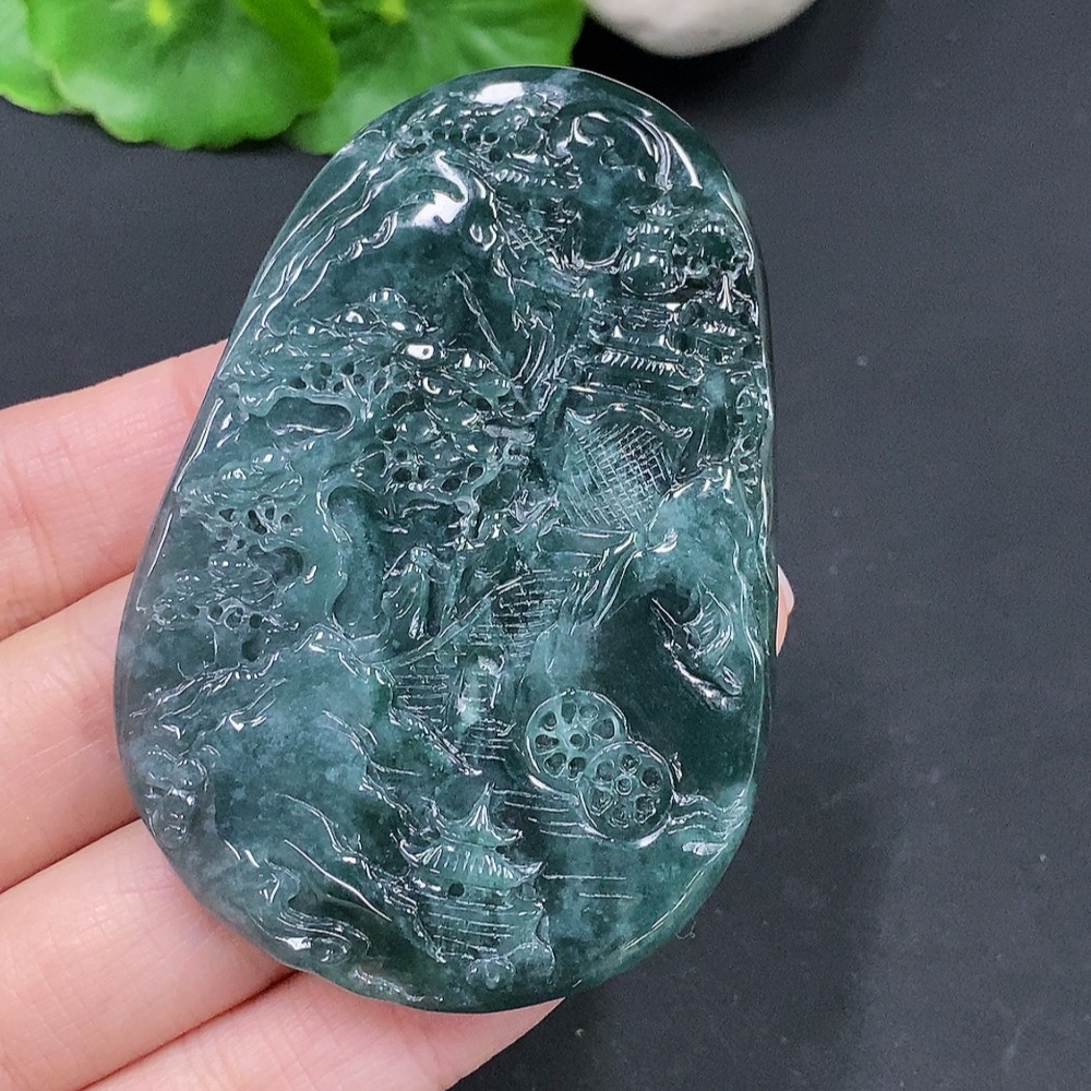 F26961650 Jadeite Landscape Pendant with a total weight of approximately 47.1 grams