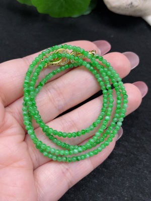 F32774092 Jadeite bead necklace approx. 2.3mm total weight approx. 6.6g (non-gold setting) (contains other mineral components)