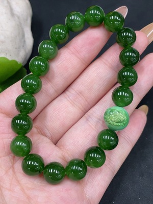 H31663843 Hetian Jade Bracelet, Approx. 9.2mm, Total Weight About 28g, Beads Not Hetian Jade