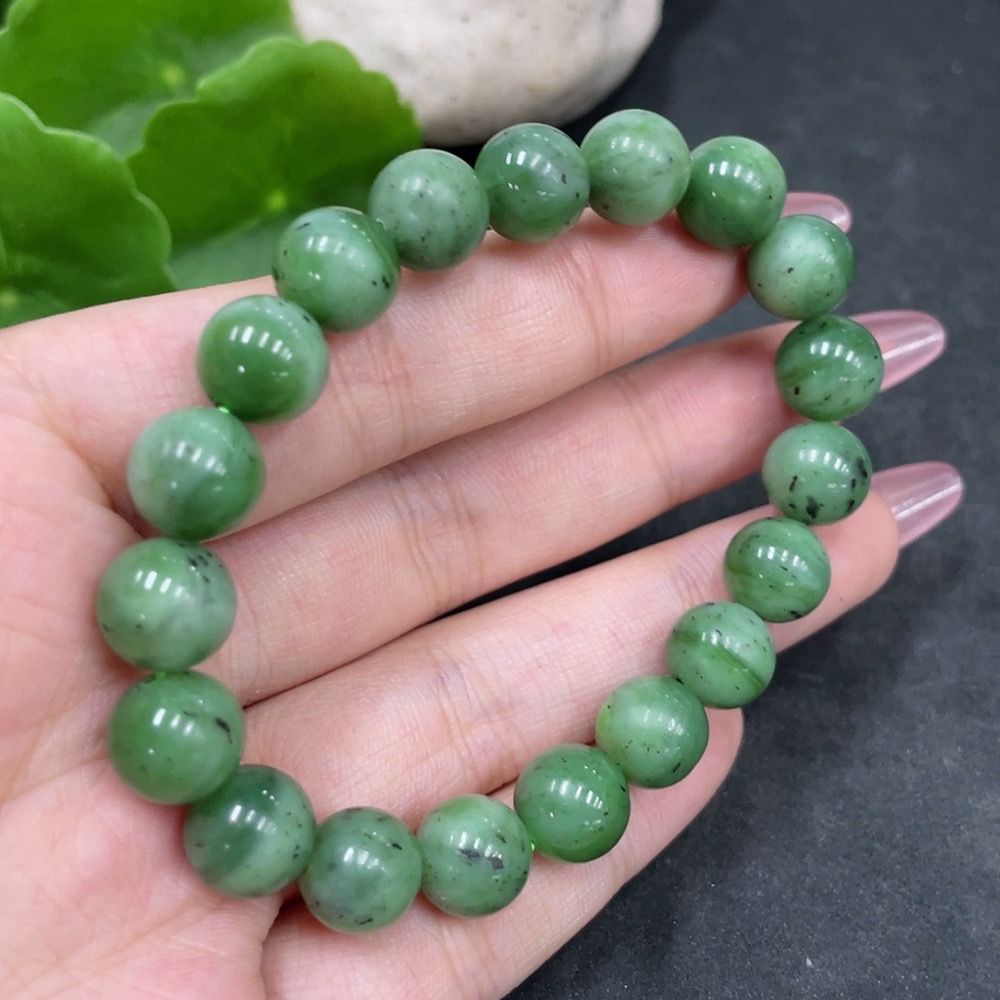 H33896454 Hetian Jade Bracelet Approx. 9.5mm Total Weight Approx. 27.2g