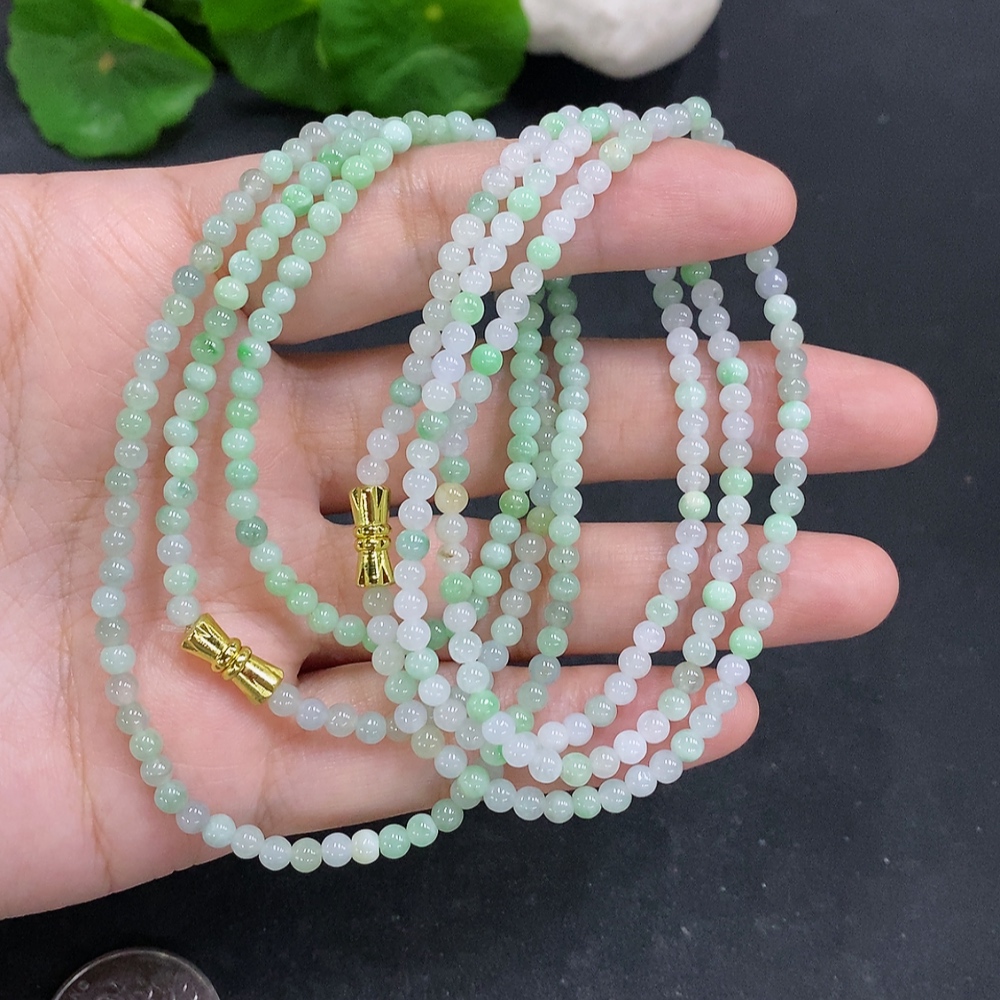 F34000267 Jadeite Bead Necklace Non-Gold Sell as a Lot