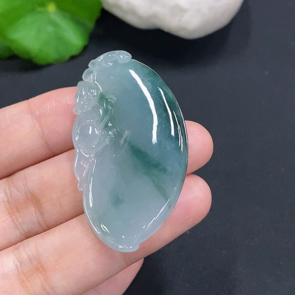 F30451047 Jadeite Fu Gua Pendant, Total Weight Approx. 14g