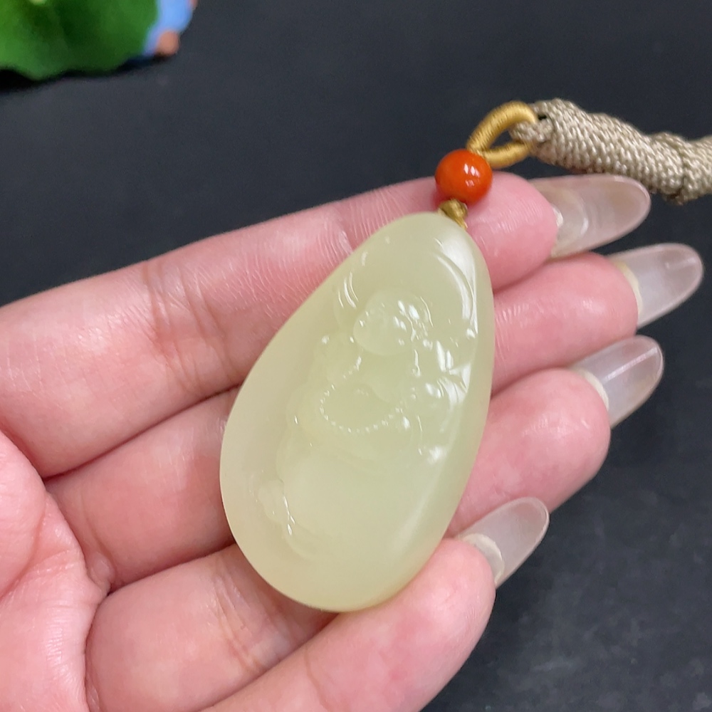 H29378737 Hetian Jade Pendant - Buddha Figure, Total Weight [with rope] 23.2g
