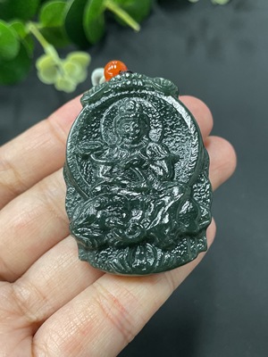 H10065552 Hetian Jade Samantabhadra Pendant, Total Weight 33g (including rope weight)