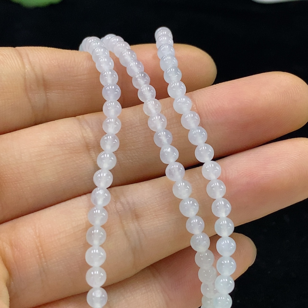 F33912021 Jadeite Beaded Necklace Approx. 3.6mm Total Weight Approx. 16g Non-gold Clasp