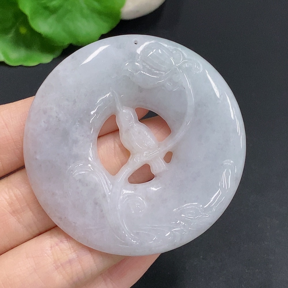 F32724187 JadeiteMagpie on Plum Branch Pendant