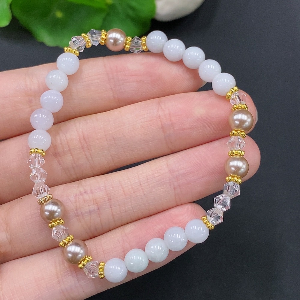 F29336414 Jadeite Bead Bracelet Non-Gold Inlaid Total Weight Approx. 8.4g Size About 5.7mm Non-Jadeite Beads