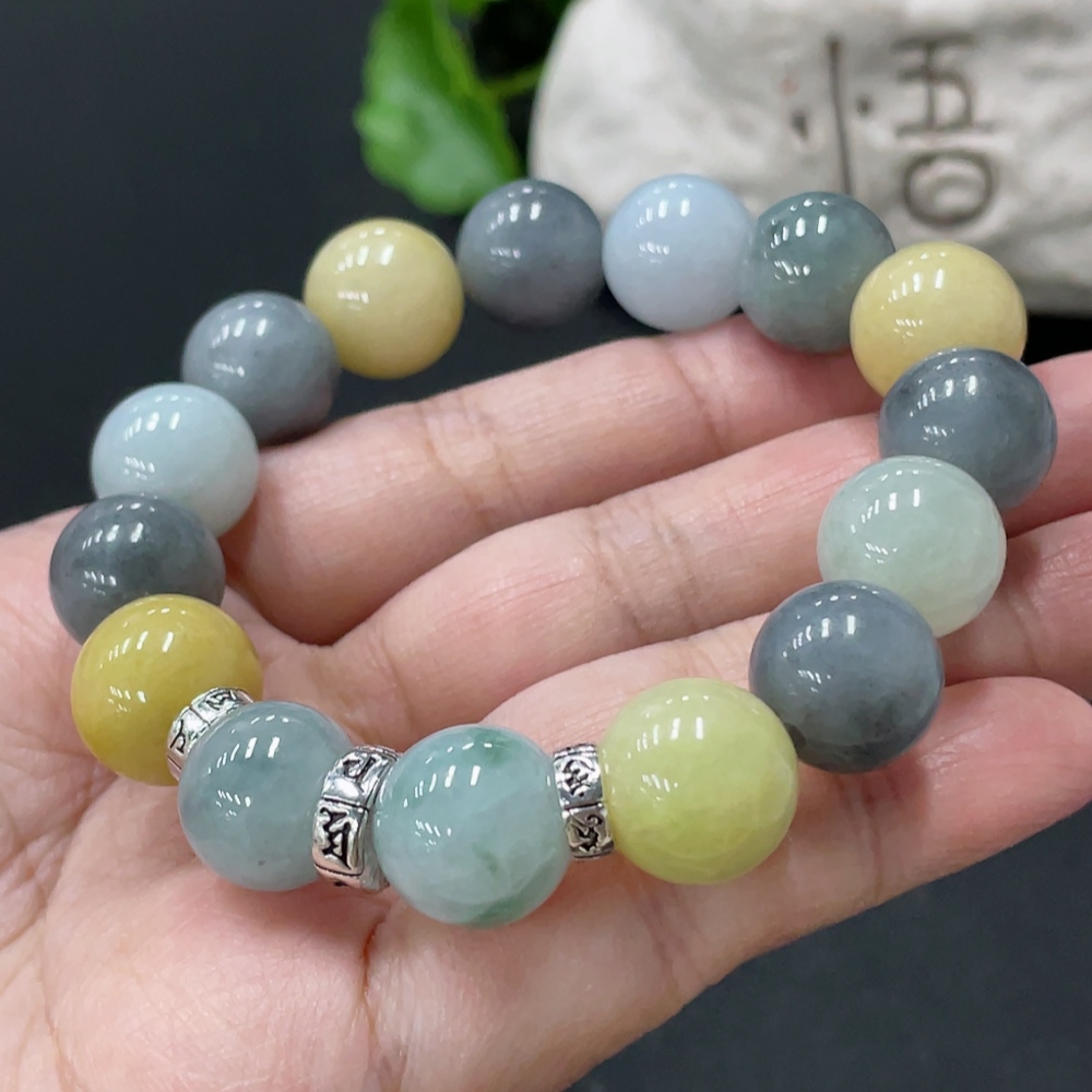 F35107953 Jadeite Bracelet Approx. 12.8mm Beads Total Weight 59.4g Non-gold Accessories