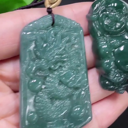 F33918682 Jadeite Pendant Smiling Buddha Dragon Plaque