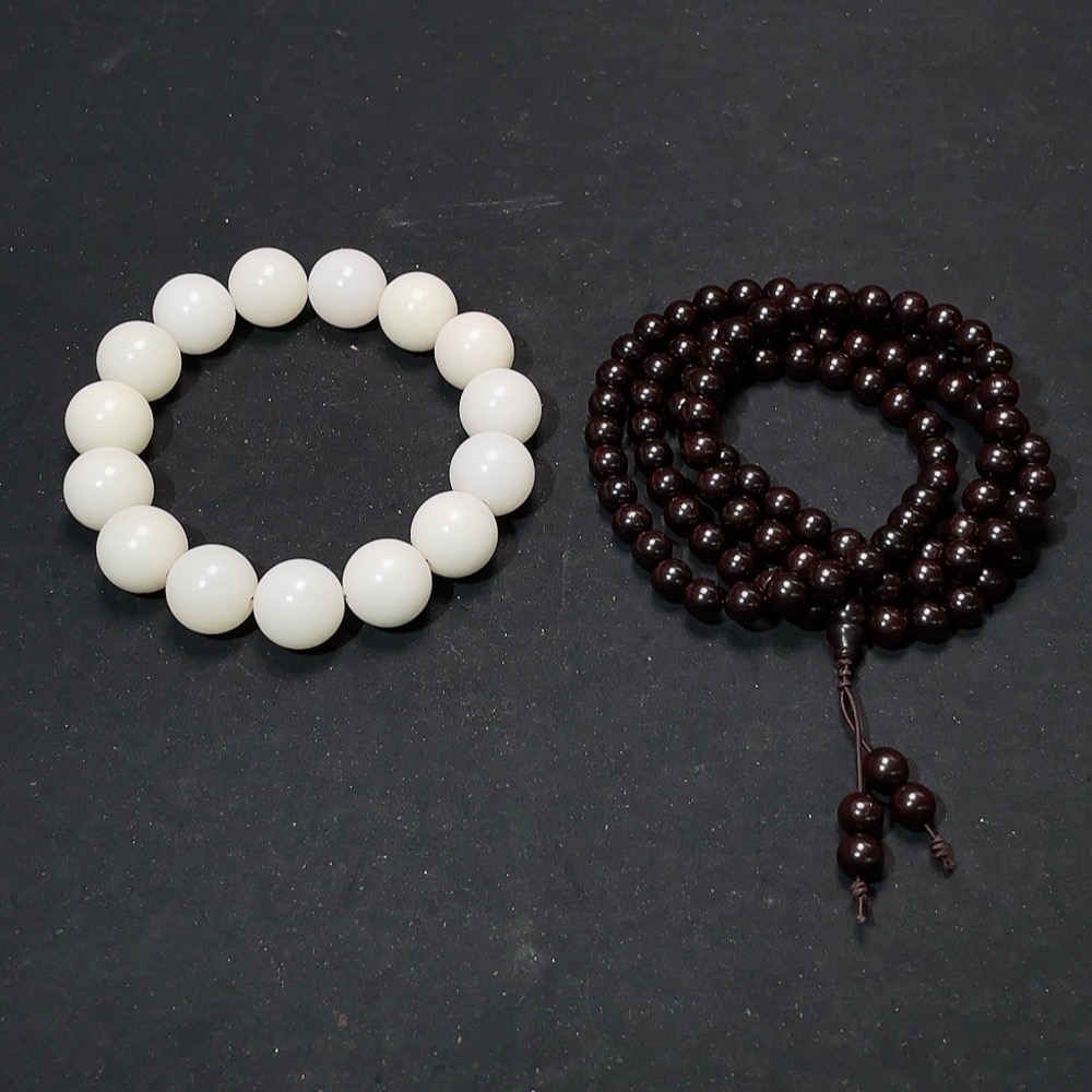W35144387 Purple Sandalwood Long Strand + Bodhi Root Bracelet (Sell as a Lot)