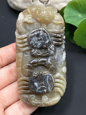 H17880663 Hetian Jade Handheld Ornament - Fortune from All Directions, Total Weight Approx. 133.3g