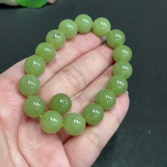 H33847558 Hetian Jade Bracelet, approx. 11.8mm beads, total weight approx. 45.8g