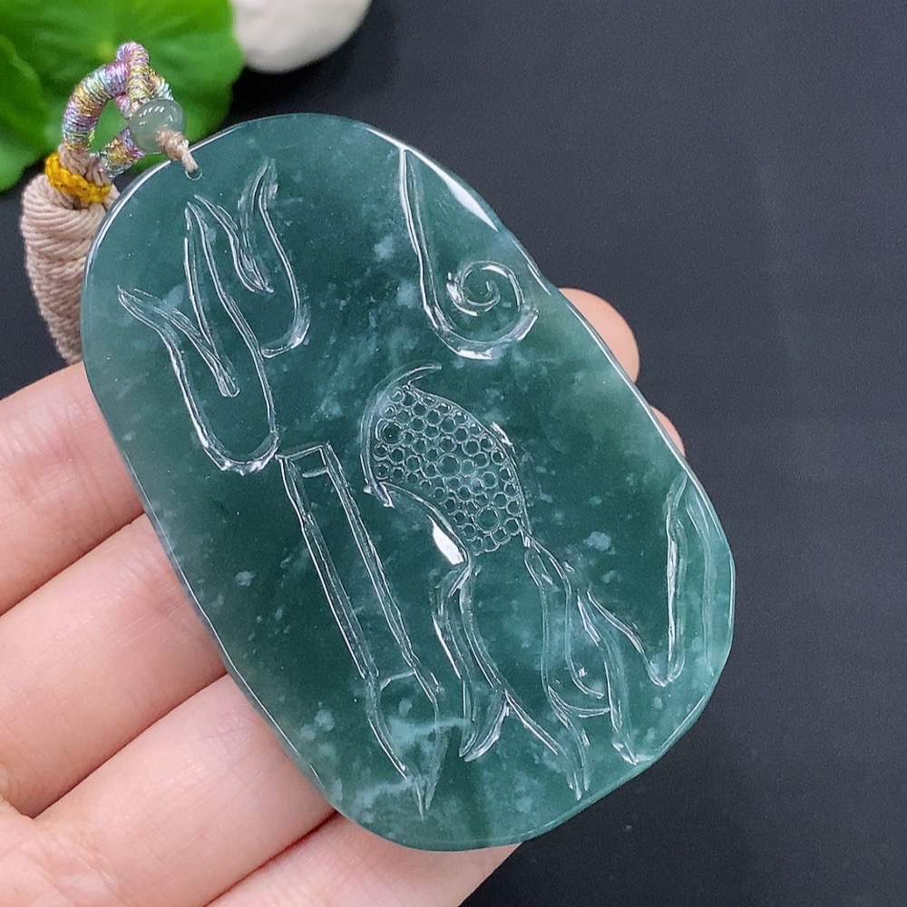 F28296027 JadeiteDragon Soaring Across the Seas Pendant