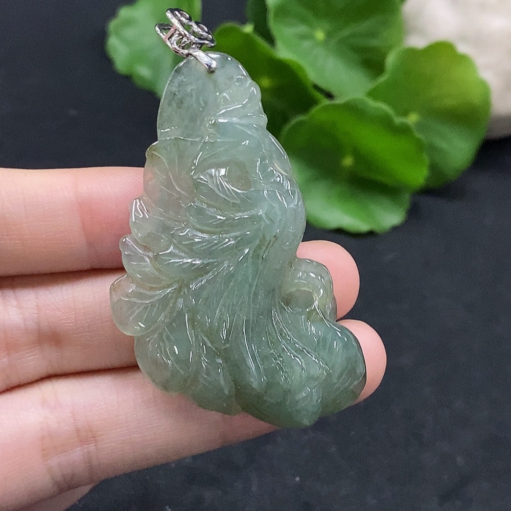 F35090381 Jadeite Phoenix Pendant Non-Gold Inlaid Total Weight Approx. 16.7g