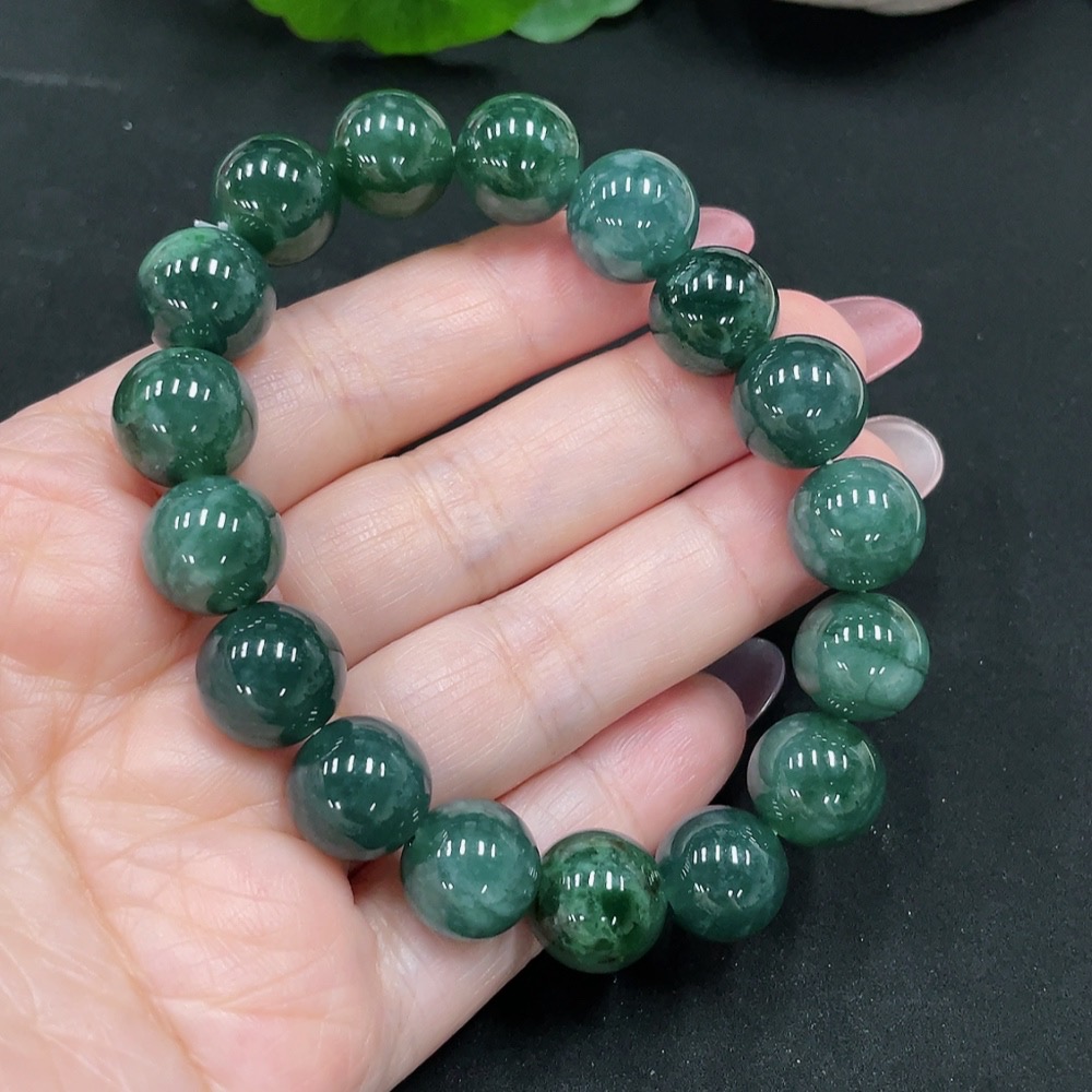 F34981933 Jadeite Bracelet Approximately 12mm Beads Total Weight About 49.4g