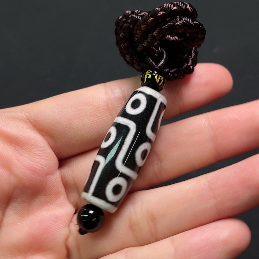 W32763500 Dzi bead pendant (Total weight with rope approx. 19.20g, size approx. 38.4mm)