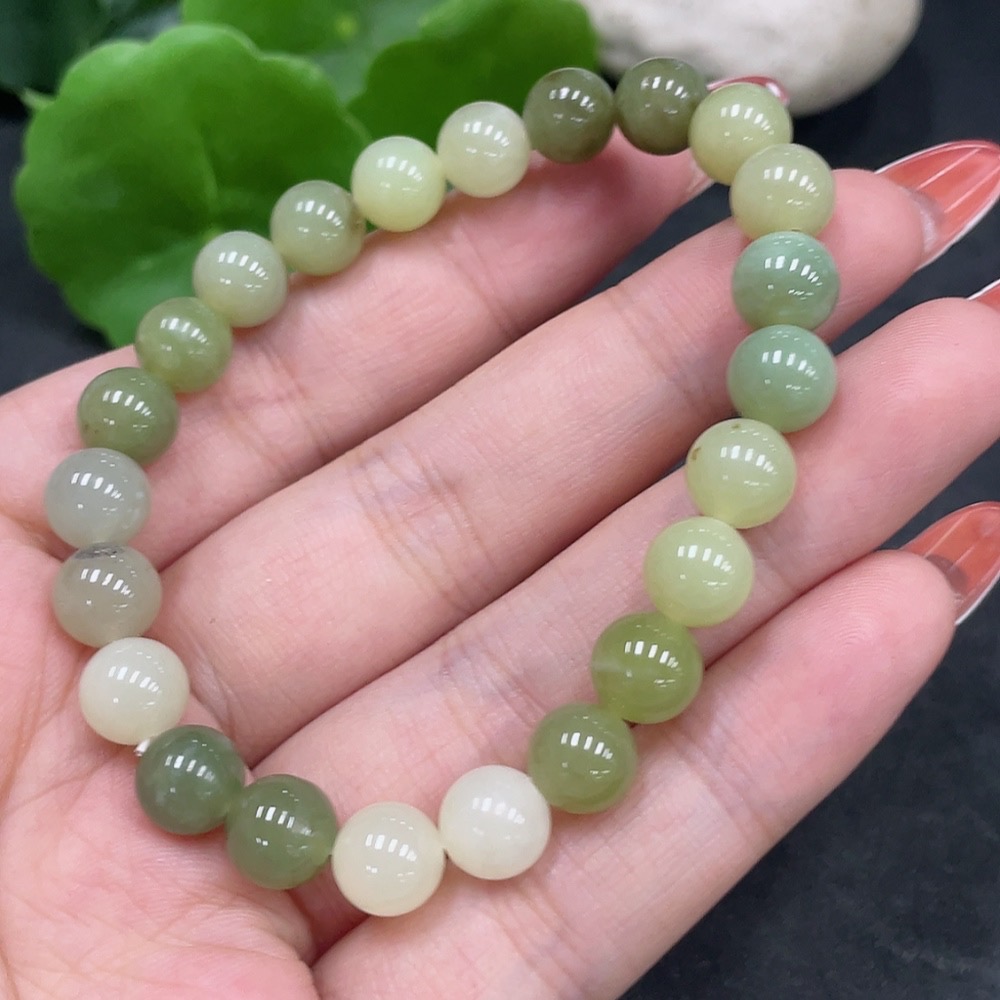 H34980605 Hetian Jade Bracelet, Approx. 7.7mm, Total Weight About 18g