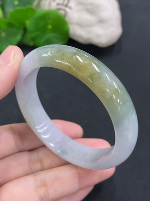 F34000393 Jadeite Round Bangle Size 53.2 Total Weight Approx. 46.56g