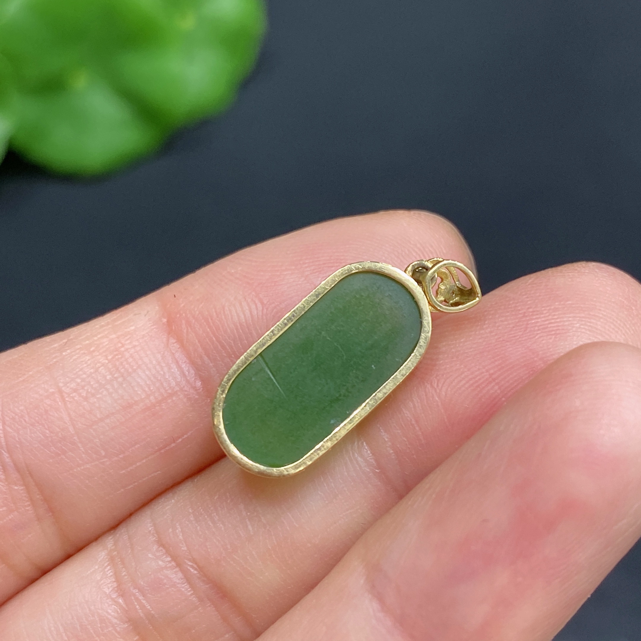 H30517189 Hetian Jade Inlaid Pendant 18K Gold Total Weight Approx. 1.6g
