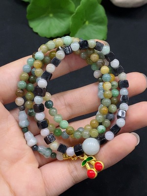 F29408229 Jadeite Bead Necklace Color Origin Undetermined No Metal Inlay