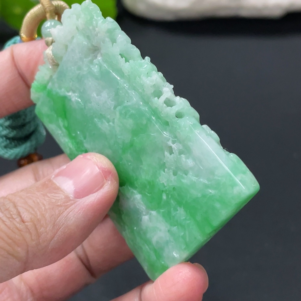 F31688565 Jadeite Landscape Pendant with Cord, Total Weight Approx. 46.1g