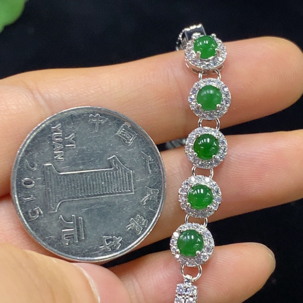 F34948001 Jadeite Inlaid Bracelet Non-Gold Total Weight About 7.34g