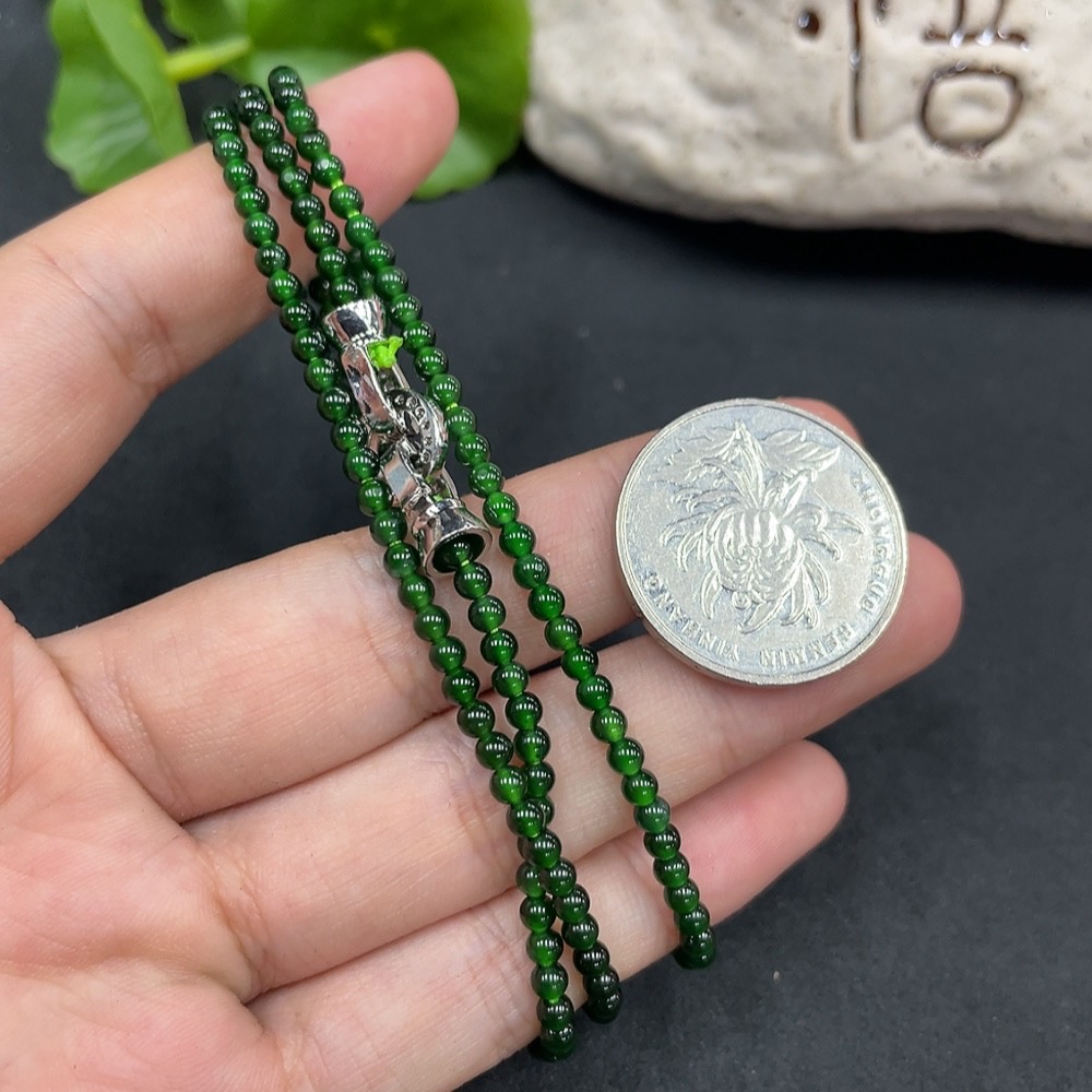 F13428034 Jadeite Bead Necklace Approx. 3.1mm Total Weight 11.191g