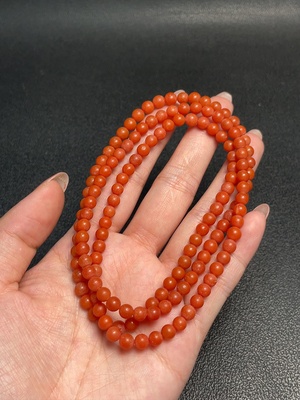 C33888822 South Red Agate Bead Necklace, Total Weight Approx. 25.92g, Bead Size 5.3mm