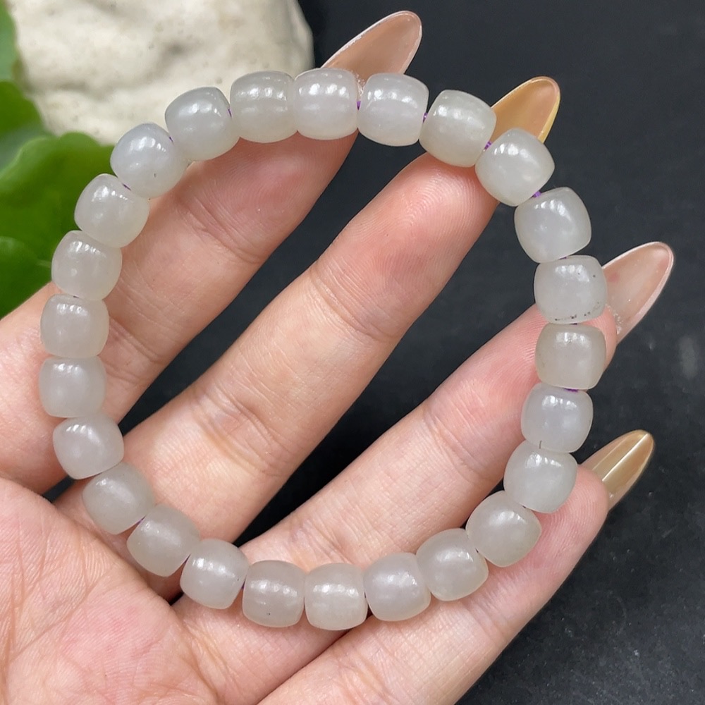 H31671040 Hetian Jade Bracelet Approx. 7.6mm Total Weight About 21.6g