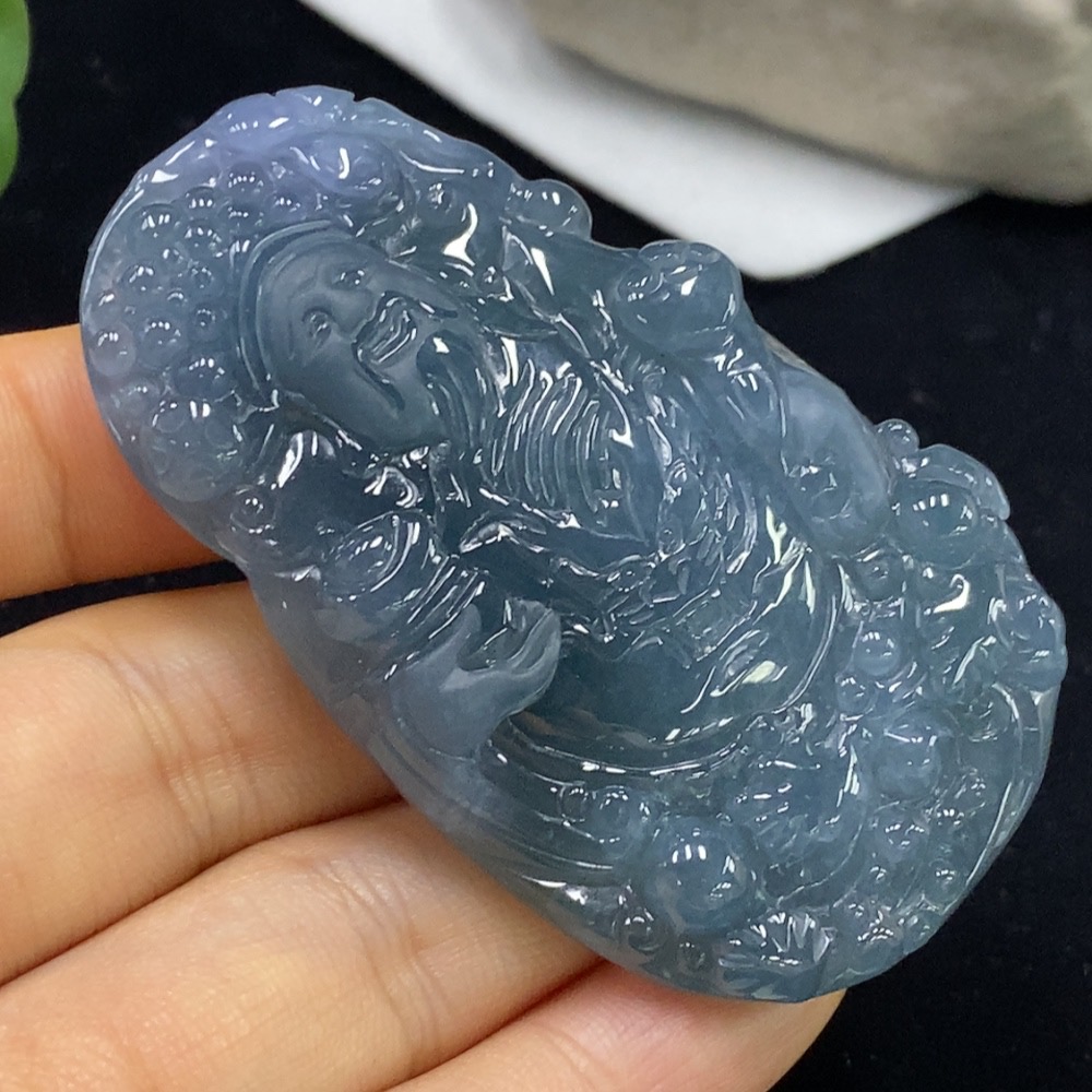 F35095746 Jadeite God of Wealth Pendant, Total Weight Approx. 42.39g