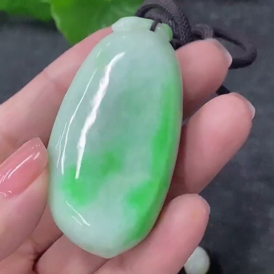 F34029985 Jadeite Pendant Fu Gua, Total Weight Approx. 43.69g Including Rope, With Non-A Beads