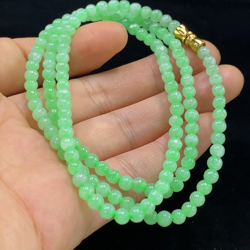 F33928902 Jadeite Bead Necklace, Approx. 4.2mm, Total Weight Approx. 19.14g, Non-Gold