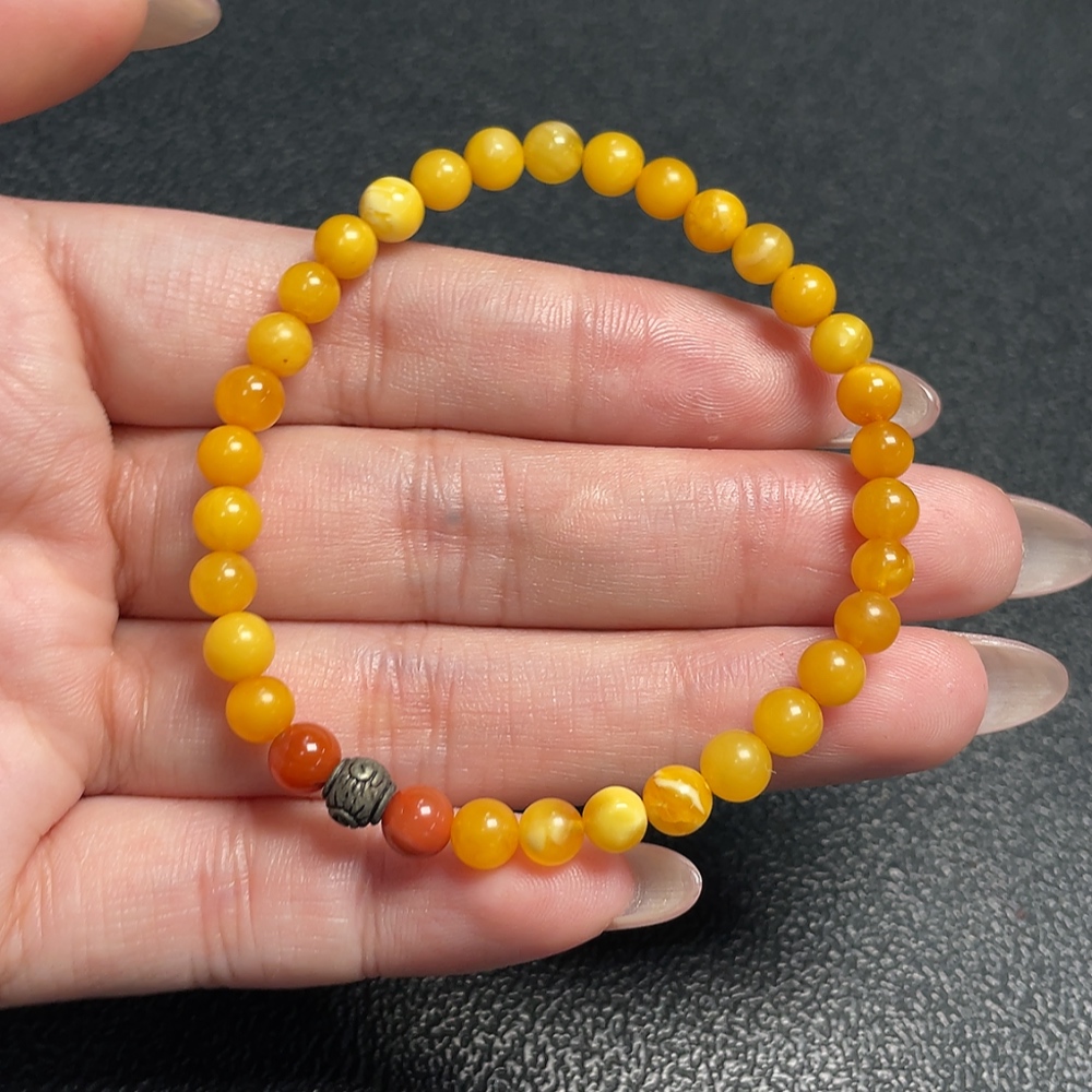 C34066345 Amber Beeswax Bracelet Total Weight Approximately 3.17g Size About 5.2mm Non-Natural Accent Stones Non-Gold