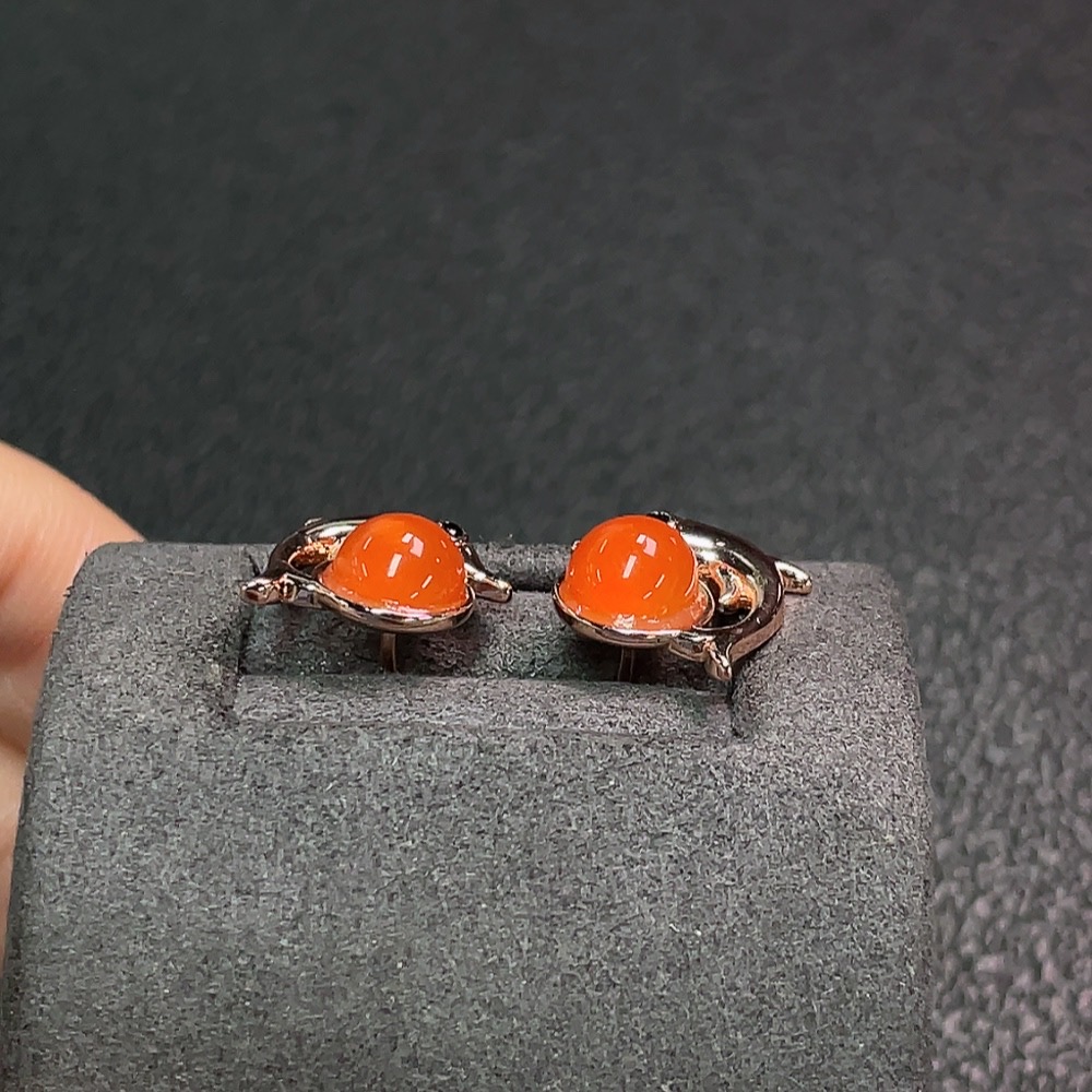 C34039467 South Red Agate Earrings Non-Gold Total Weight Approx. 2.45g Size About 6.2mm