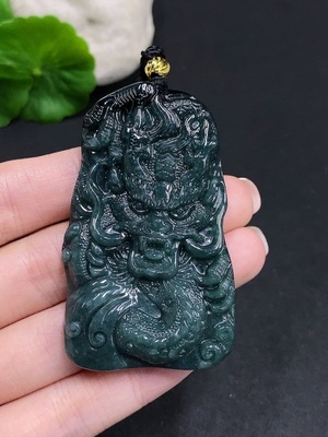 F34060635 Jadeite Dragon Soaring Across the Seas Pendant