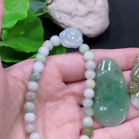 F33919958 Jadeite Pendant + Bracelet Approx. 6.5mm