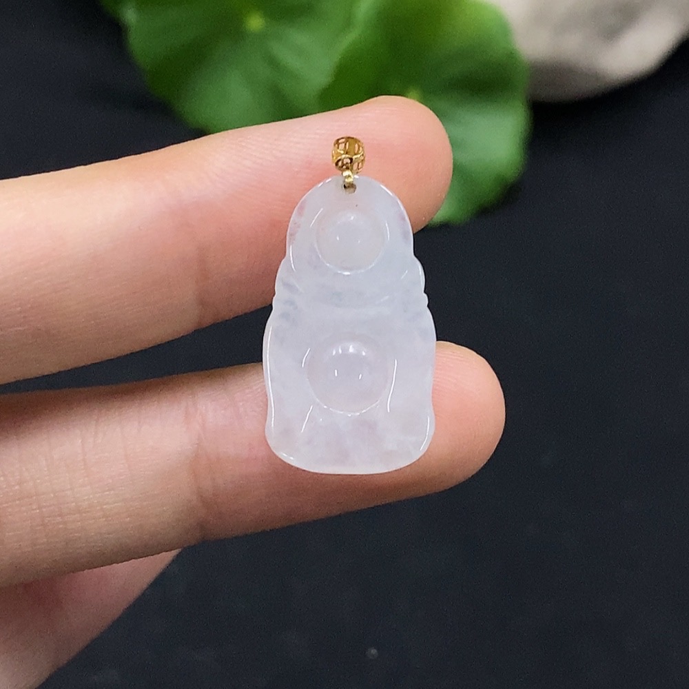 F30441713 Jadeite Standing Buddha Pendant 18K Gold Total Weight Approx. 2g