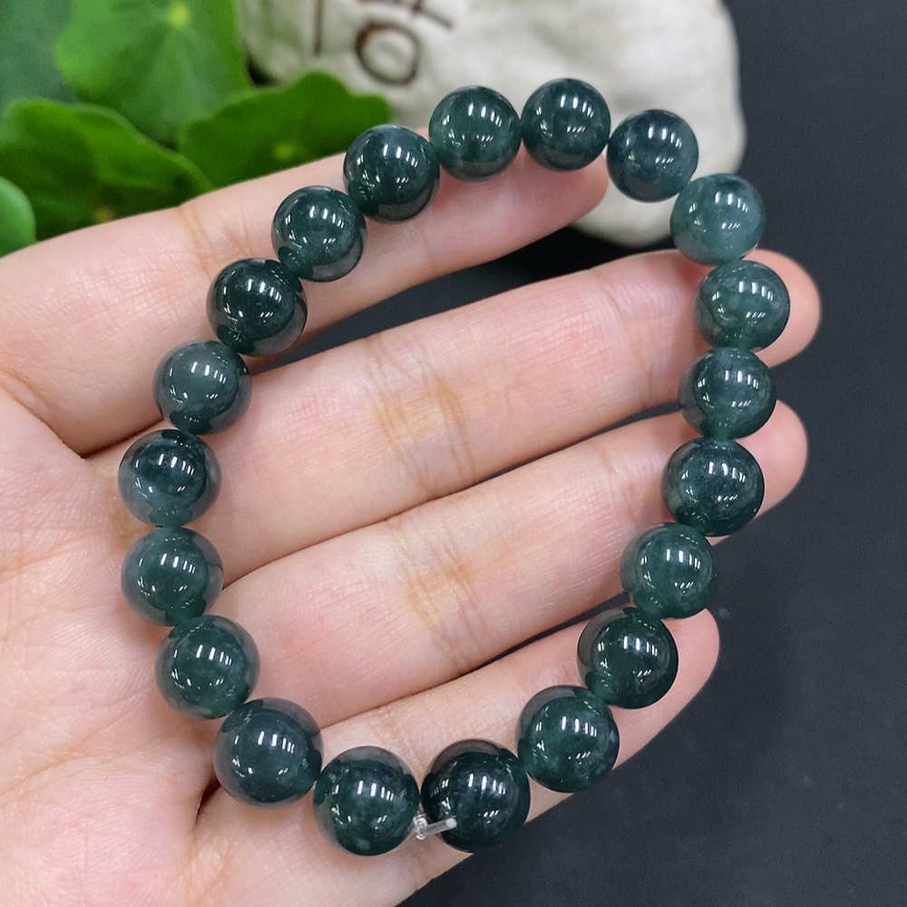 F34050768 Jadeite Bead Necklace Approx. 8.7mm Total Weight About 26g