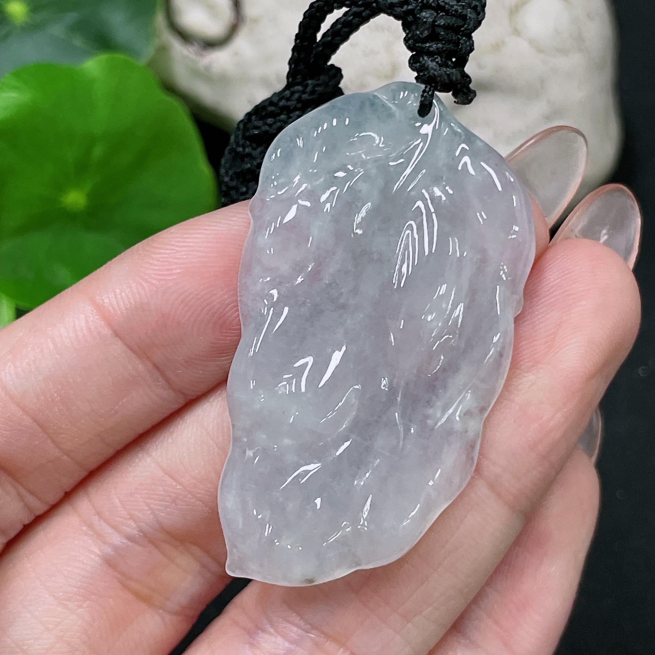 F34985145 Jadeite Pendant with Cord, Total Weight Approximately 13.76g