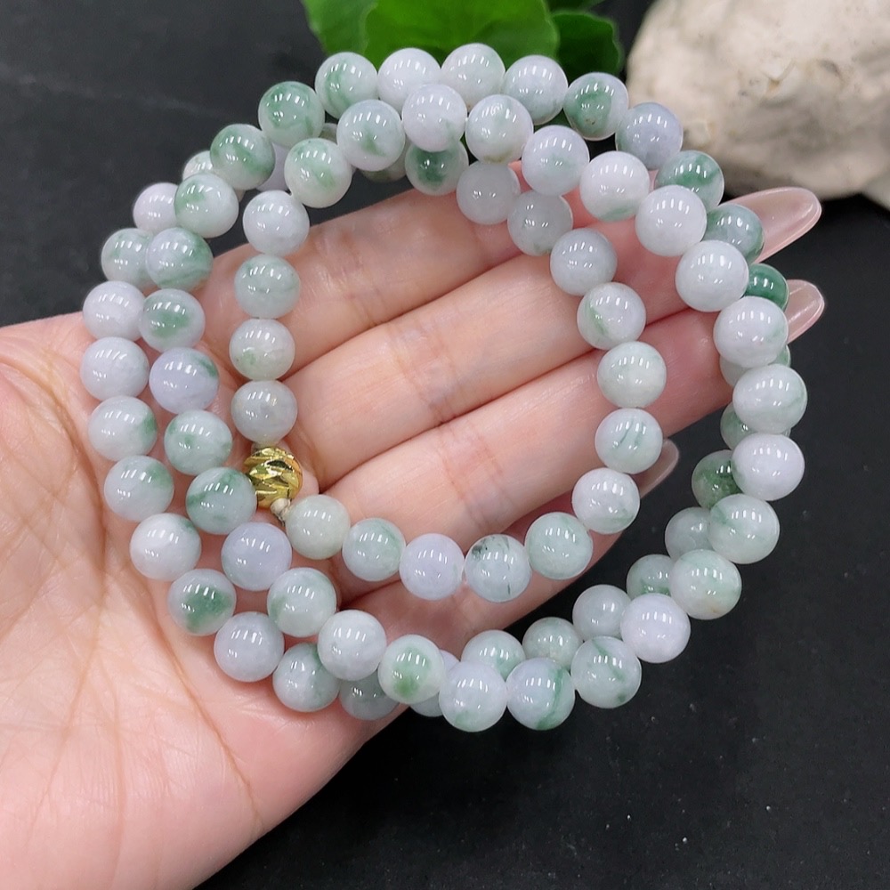 F34068026 Jadeite Beaded Necklace approx. 7.8mm Total Weight approx. 70.2g (Non-Gold-Inlaid)