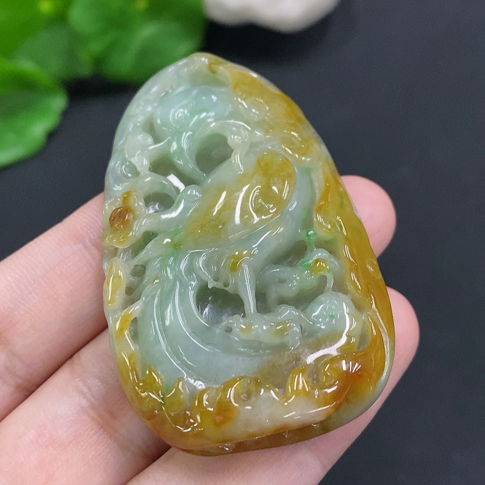 F34962716 Phoenix Pendant (Total Weight: Approx. 28.9g, Yellow Color Origin Undetermined)
