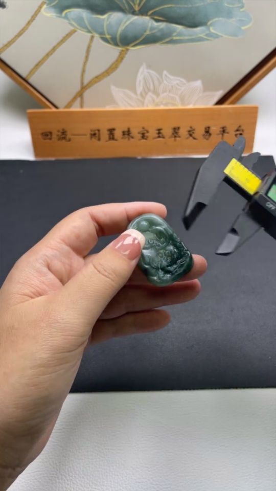 F34024879 Jadeite Auspicious Fish Pendant (Approx. 13.39g, Unpolished)