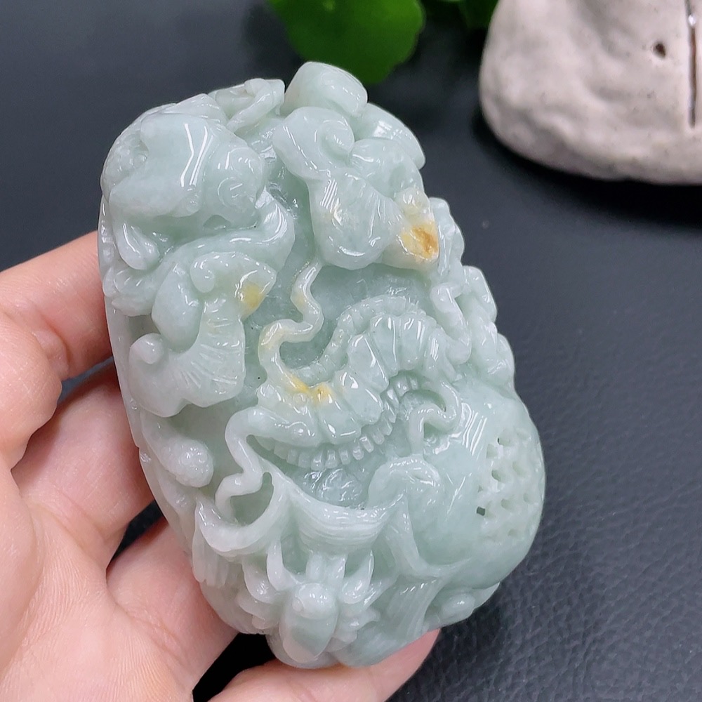 F23578788 Jadeite Handheld Piece, Color Origin Undetermined, Damaged, Total Weight 242.123g