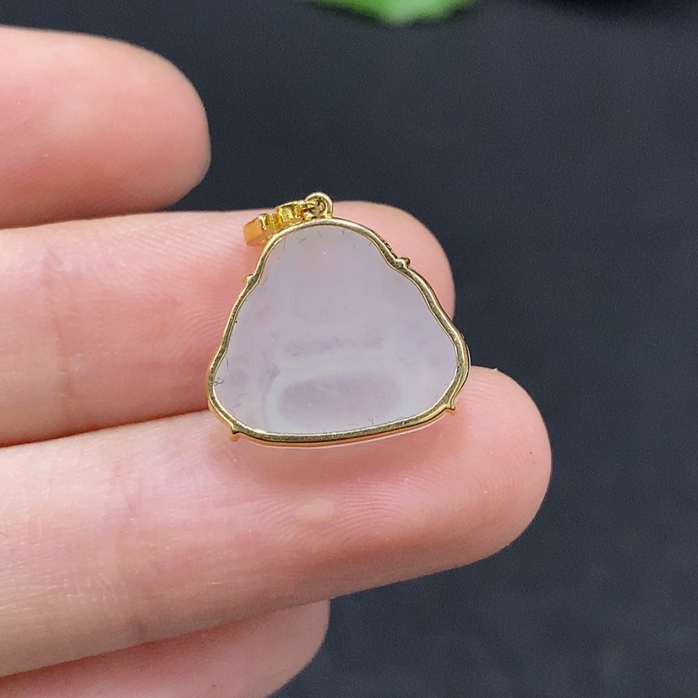 F33868255 Jadeite Buddha Pendant with 18K Gold Setting, Total Weight Approx. 1.8g
