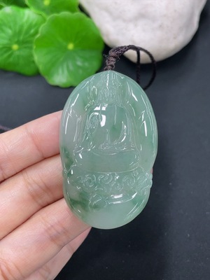 F41906730 翡翠挂件观音 货品总约重 含绳15.65g